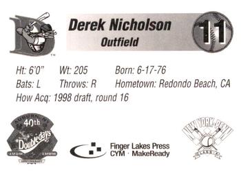 1998 Auburn Doubledays #NNO Derek Nicholson Back