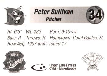 1998 Auburn Doubledays #NNO Peter Sullivan Back