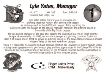 1998 Auburn Doubledays #NNO Lyle Yates Back
