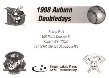 1998 Auburn Doubledays #NNO Falcon Park Back