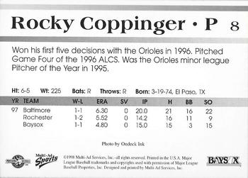 1998 Multi-Ad Bowie Baysox #8 Rocky Coppinger Back