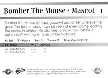 1998 Multi-Ad Capital City Bombers #1 Bomber The Mouse Back