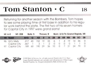 1998 Multi-Ad Capital City Bombers #18 Tom Stanton Back