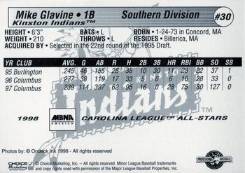 1998 Choice Carolina League All-Stars #30 Mike Glavine Back