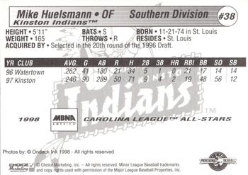 1998 Choice Carolina League All-Stars #38 Mike Huelsmann Back