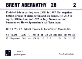1998 Dunedin Blue Jays #2 Brent Abernathy Back