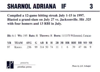 1998 Dunedin Blue Jays #3 Sharnol Adriana Back