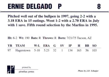 1998 Dunedin Blue Jays #8 Ernie Delgado Back