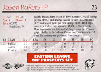1998 Multi-Ad Eastern League Top Prospects #23 Jason Rakers Back