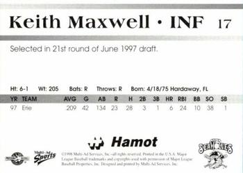 1998 Multi-Ad Erie SeaWolves #17 Keith Maxwell Back