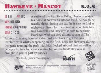 1998 Multi-Ad Fargo-Moorhead RedHawks #NNO Hawkeye Back