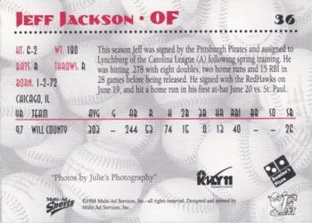 1998 Multi-Ad Fargo-Moorhead RedHawks #NNO Jeff Jackson Back