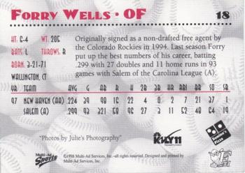 1998 Multi-Ad Fargo-Moorhead RedHawks #NNO Forry Wells Back