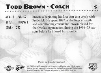 1998 Multi-Ad Frederick Keys #5 Todd Brown Back
