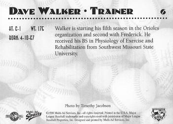 1998 Multi-Ad Frederick Keys #6 Dave Walker Back
