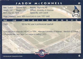1998 Blueline Q-Cards Fort Wayne Wizards #6 Jason McConnell Back