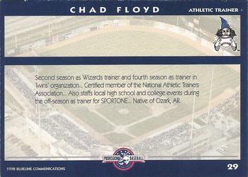1998 Blueline Q-Cards Fort Wayne Wizards #29 Chad Floyd Back
