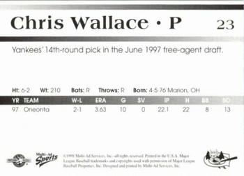 1998 Multi-Ad Greensboro Bats #23 Chris Wallace Back