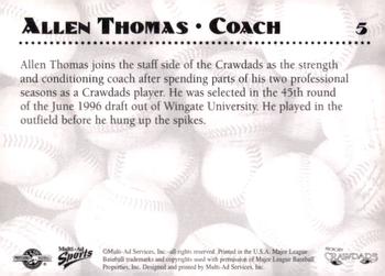 1998 Multi-Ad Hickory Crawdads #5 Allen Thomas Back