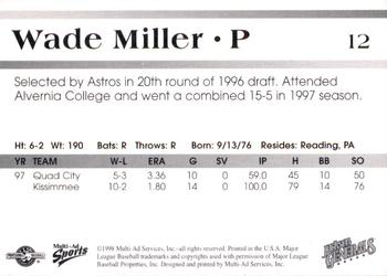 1998 Multi-Ad Jackson Generals #12 Wade Miller Back