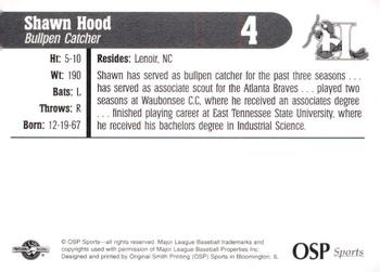 1998 OSP Sports Hickory Crawdads #4 Shawn Hood Back