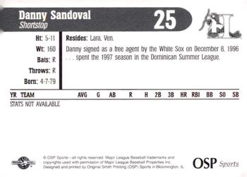 1998 OSP Sports Hickory Crawdads #25 Danny Sandoval Back
