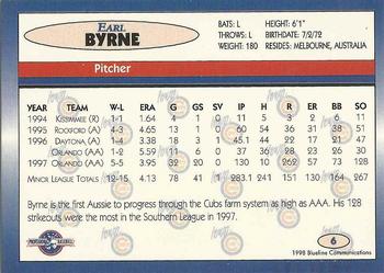 1998 Blueline Q-Cards Iowa Cubs #6 Earl Byrne Back