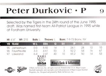 1998 Multi-Ad Jacksonville Suns #9 Peter Durkovic Back