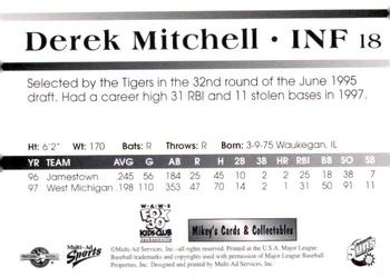 1998 Multi-Ad Jacksonville Suns #18 Derek Mitchell Back