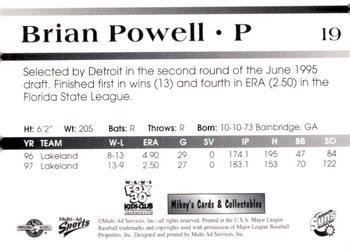 1998 Multi-Ad Jacksonville Suns #19 Brian Powell Back