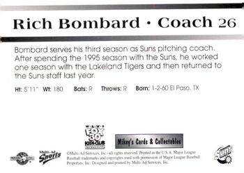 1998 Multi-Ad Jacksonville Suns #26 Rich Bombard Back