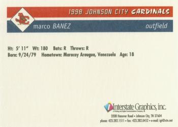 1998 Johnson City Cardinals #NNO Marco Banez Back