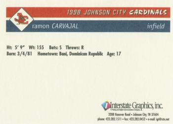 1998 Johnson City Cardinals #NNO Ramon Carvajal Back