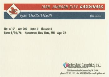 1998 Johnson City Cardinals #NNO Ryan Christenson Back