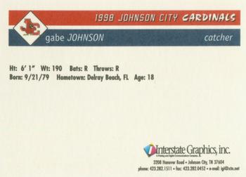 1998 Johnson City Cardinals #NNO Gabe Johnson Back
