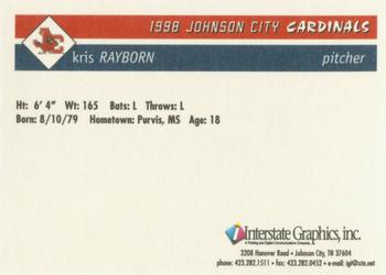 1998 Johnson City Cardinals #NNO Kris Rayborn Back