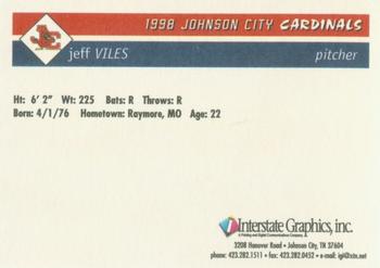 1998 Johnson City Cardinals #NNO Jeff Viles Back