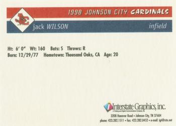 1998 Johnson City Cardinals #NNO Jack Wilson Back