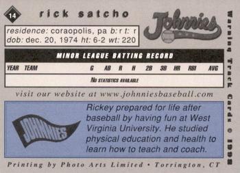 1998 Warning Track Johnstown Johnnies #14 Rick Satcho Back
