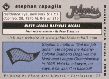 1998 Warning Track Johnstown Johnnies #24 Stephan Rapaglia Back