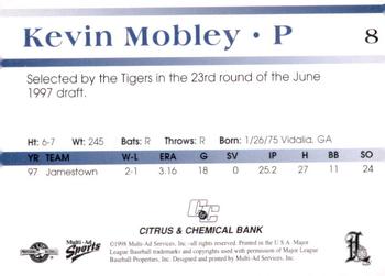 1998 Multi-Ad Lakeland Tigers #8 Kevin Mobley Back