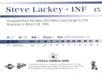 1998 Multi-Ad Lakeland Tigers #15 Steve Lackey Back