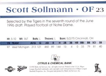 1998 Multi-Ad Lakeland Tigers #23 Scott Sollmann Back