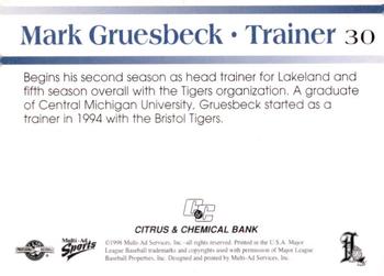 1998 Multi-Ad Lakeland Tigers #30 Mark Gruesbeck Back