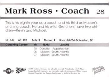1998 Multi-Ad Macon Braves #28 Mark Ross Back