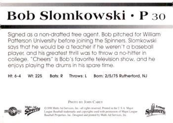1998 Multi-Ad Lowell Spinners #30 Bob Slomkowski Back