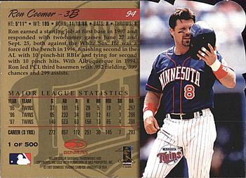 1998 Donruss - Press Proofs Gold #94 Ron Coomer Back