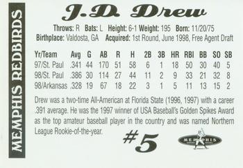 1998 Memphis Redbirds Update #NNO J.D. Drew Back