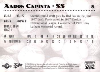 1998 Multi-Ad Michigan Battle Cats #8 Aaron Capista Back