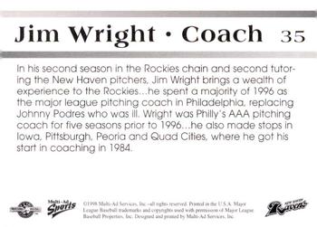 1998 Multi-Ad New Haven Ravens #NNO Jim Wright  Back